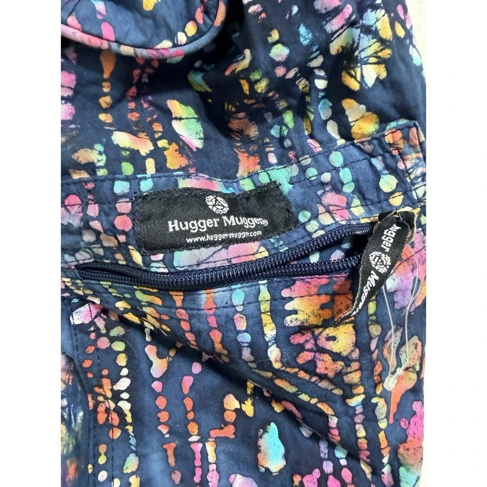Hugger Mugger Yoga Mat Bag Colorful Batik Cotton Two Pocket Zip Up Hippy Artsy